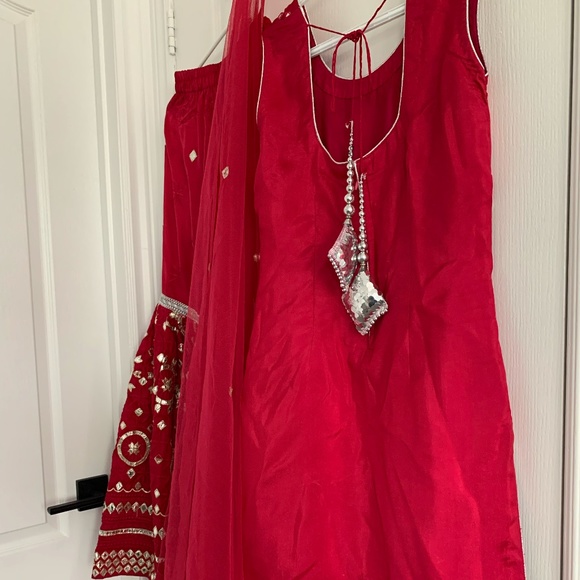 Magenta Hot Pink Gharara Sharara Punjabi Indian Salwar Kameez Party Wear - Picture 3 of 4